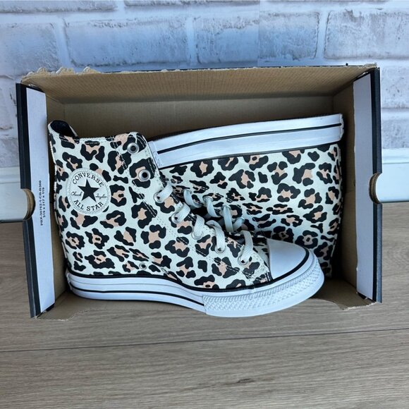 ❤️Converse Chuck Taylor Wedge Platform Leopard Sz 10.5 Women Shoes Black A14938C - Picture 7 of 11